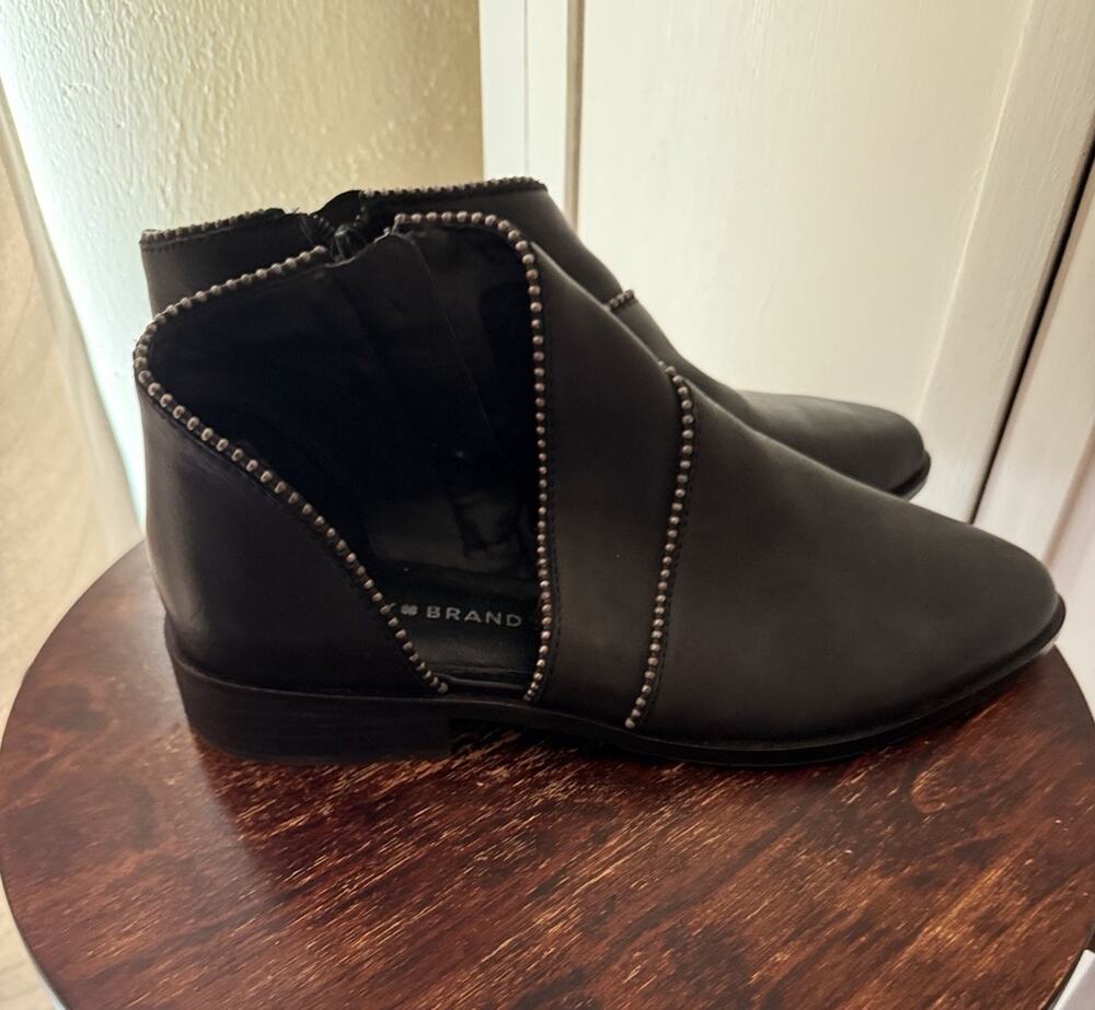Lucky Brand Women’s Prucella Ankle Bootie SZ 8.5 Black Leather Moto Western